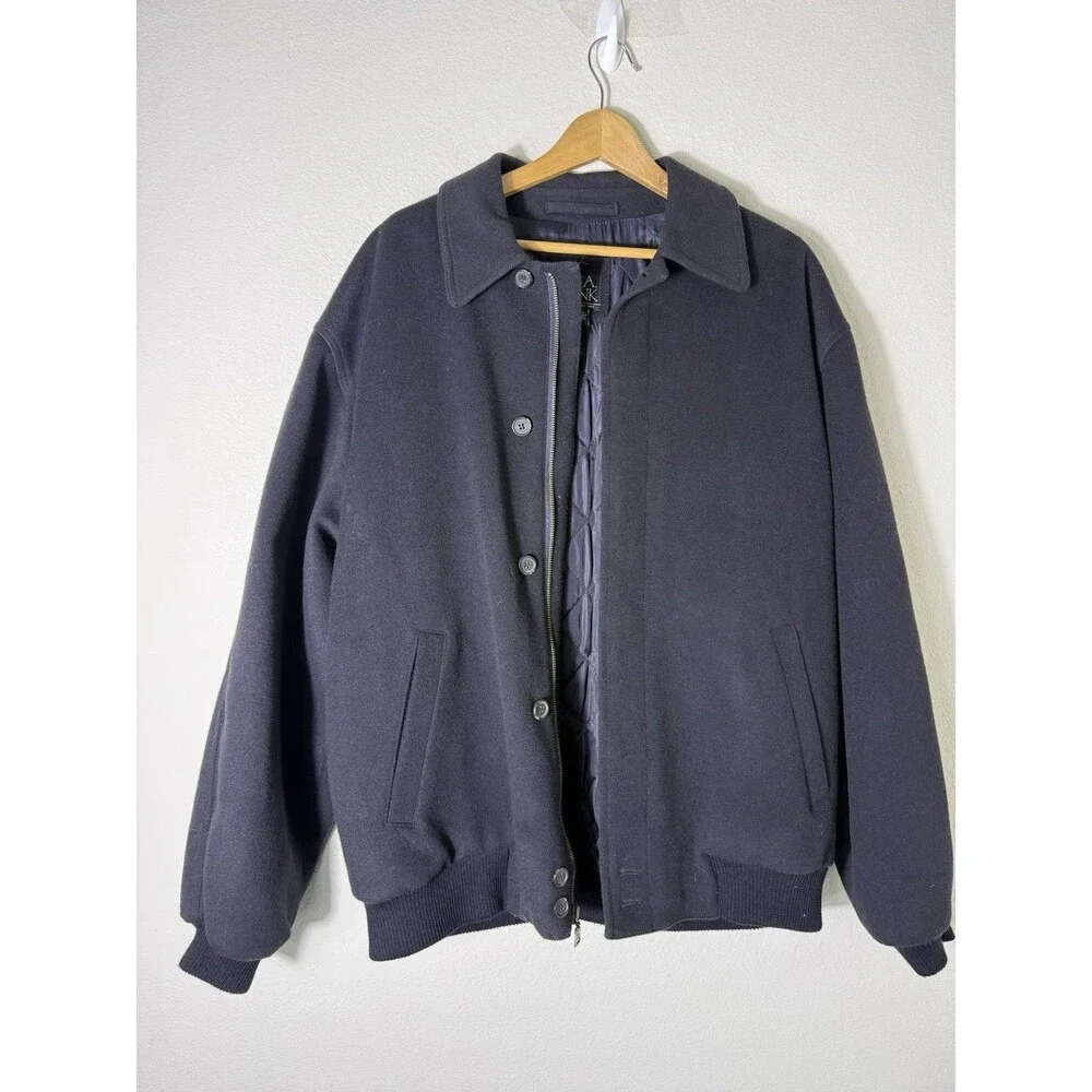 Jos. A. Bank Black Wool Cashmere Bomber Jacket Men’s Large Quilted Lined Zip
